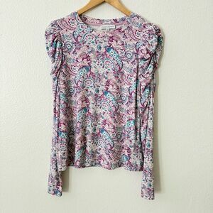 Maison D' Amelie Women's Size Small Pink Blue Paisley Super Soft Long Sleeve Top